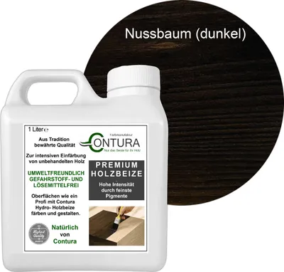 Produktbild von Contura 1 Liter Holzbeize Wasserbeize Möbel Farbe - Nussbaum Dunkel
