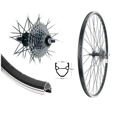 Produktbild von AGGRO-X 28 Zoll Alu Hinterrad 19-622 Laufrad Hohlkammer V-Profil Felgenbremse mit 9 Fach Zahnkranz 27 Gang