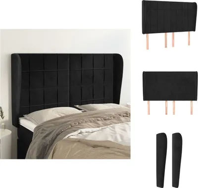 Produktbild von vidaXL Kopfteil mit Ohren Schwarz 147x23x118/128 cm Samt -  Kopf- & Fußenden