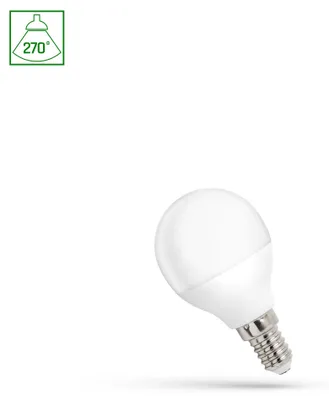 Obrázok produktu pre LED E14 1W 230V AC Studená biela BALL 90 lumenov 270°