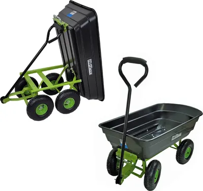 Produktbild von Gartenwagen kippbar Tragkraft 300 kg schwarz/grün Handwagen Transportwagen Transportkarre
