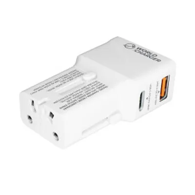 Produktbild von prio Fast Charge World Reiseladegerät 25W PD PPS (USB C) + QC 3.0 (USB A) weiß