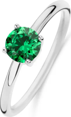 Produktbild von New Bling 9NB-1127-50 Zilveren Ring met Zirkonia Steen - Groen - 6mm - Maat 50 - Rhodium - Zilver