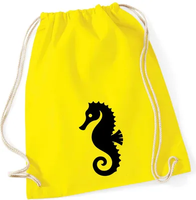 Produktbild von Huuraa Turnbeutel Seepferdchen Silhouette 12 Liter Yellow Baumwolle Rucksack Geschenkidee