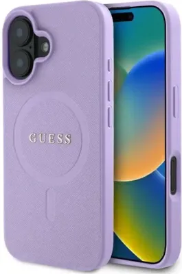 Produktbild von Etui Guess Saffiano Magsafe Na Iphone 16 - Fioletowe