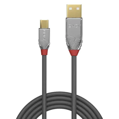 Produktbild von Lindy 36650, 0,5 m, USB A, Micro-USB B, USB 2.0, 0,48 Gbit/s, Grau