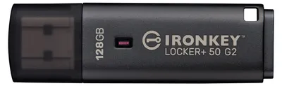 Produktbild von Kingston IronKey 128GB Locker Plus 50 G2, FIPS 197, AES-256, 128 GB, USB Typ-A, 3.2 Gen 1 (3.1 Gen 1), 145 MB/s, Kappe, Schwarz