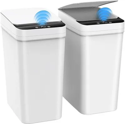 Immagine prodotto di Cestino automatico da 10 litri con coperchio, bianco, per bagno/cucina/ufficio