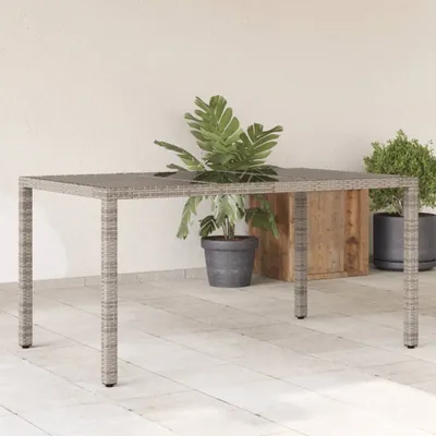 Produktbild von CLORIS Gartentisch mit Glasplatte Grau 150x90x75 cm Poly Rattan 365532