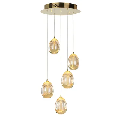 Image de Lustre LED Huelto, doré champagne, 24 W, blanc chaud, 1 450 lm, acrylique, dimensions : 150 x 30 x 30 cm, IP20, Italux