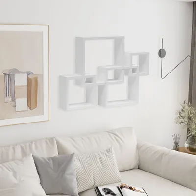 Zdjęcie produktu dla Happy Home Happy Home Zestaw 4 kwadratowych półek ściennych HWR17-WEI biały