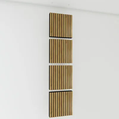 Produktbild von 4er-Pack—Dekorative Akustik-Hängepaneele |200x50cm | Hängende Raumteiler | Modulare schallabsorbierende Paneele |SLATO | Eiche