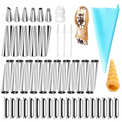 Cannoli-Backform-Set, 61-teilig, Edelstahl, mit Reinigungsbürste
