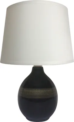Obrázek produktu pro Stolní lampa látková keramická E14 30,5 cm černá béžová kulatá moderní keramická lampa