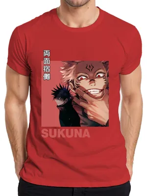 Immagine prodotto di Maglietta da uomo Jujutsu Kaisen Sukuna 両面宿儺 Anime Estetica Maledizione Cattivo Regalo, Rosso, S