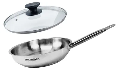 Image de Set de 1 poêle de 28 cm en inox et couvercle en verre Fackelmann Eterna