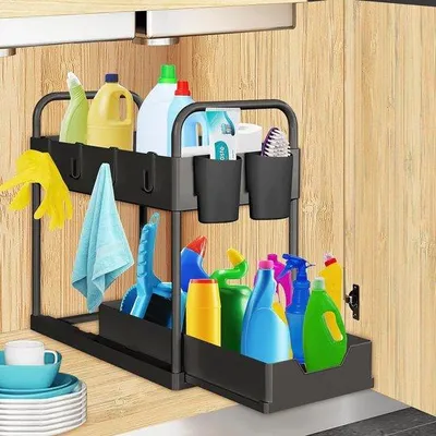 Immagine prodotto di Mobile da cucina a due ripiani nero con cassetto