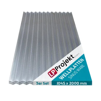 Produktbild von LP Projekt  Wellplatten, Wabenstruktur, extra starkes Polycarbonat (PC), Wabenstruktur, klar, 2,6 mm dick, Welle 76/18, 104,5 x 200 cm 3er-Set