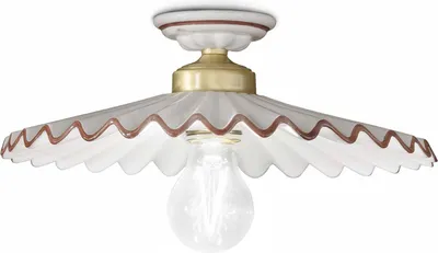Produktbild von Deckenleuchte Metall Keramik E27 Ø 41 cm in Weiß Braun Messing matt rund Landhaus Stil Keramiklampe