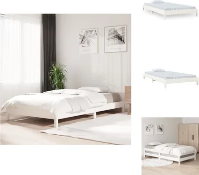 Produktbild von vidaXL Stapelbett Weiß 100x200 cm Massivholz Kiefer - Betten & Bettgestelle