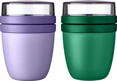 Produktbild von Mepal | Lunchpot Mini Ellipse Mixed | Vivid Lilac & Vivid Green | 300 ml & 420 ml | praktischer Reisebecher | Joghurtbecher To Go | geeignet für Tiefkühler, Mikrowelle und Spülmaschine