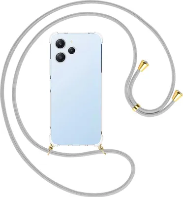 Produktbild von Handykette Backcover-Schutzhülle mit Band (Metall goldfarben) für Xiaomi Redmi 12 (6.79'') - silbergrau