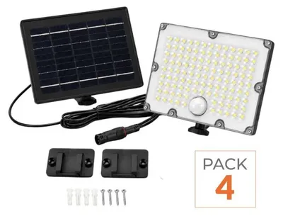 Produktbild von 4er-Pack – 9-W-LED-Solarstrahler für den Außenbereich, IP65, 3-CCT, mit Licht- und Bewegungssensor