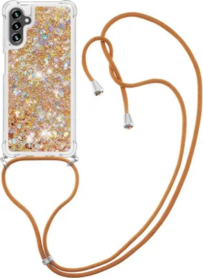Produktbild von Samsung Galaxy A54 Hülle - Coverup Liquid Glitzer Back Cover mit Handykette - Gold