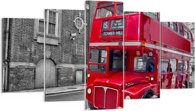 Produktbild von Bild auf Leinwand - Leinwandbild - Bus Denkmal London Geschichte - 160x85cm - Wand Bild - Wanddeko - Leinwanddruck - Bilder - Kunstdruck - Wanddekoration - Leinwand bilder - Wandkunst - EA160x85-2673
