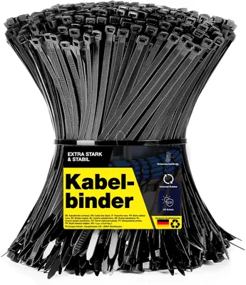 Produktbild von 500x Kabelbinder schwarz Set kurz lang reißfest UV beständig (-St., Kabelbinder in vier verschiedenen Größen) Div. Längen