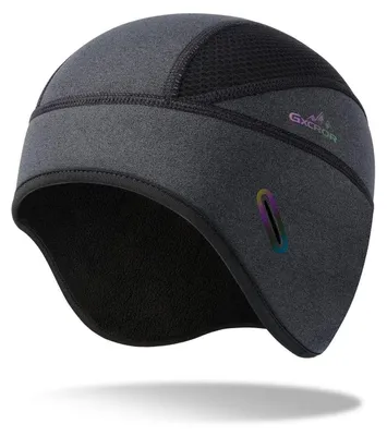 Immagine prodotto di Berretto invernale, casco da bicicletta, berretto sottocasco, grigio scuro, traspirante, con fori per gli occhiali, da uomo e da donna