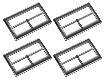 4 Gürtelschnallen, rechteckig, 4,5 cm, Zinklegierung, grau metallic