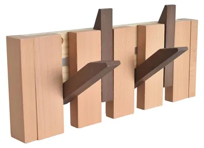 Wandgarderobe mit 4 einklappbaren Haken, Holz, 32x15x3,5 cm
