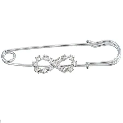Produktbild von 2 Broschen Anstecknadeln Schmucknadel Unendlichkeit Strass Silber 6.5x1.7cm L/P