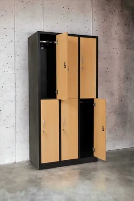 Produktbild von Garderobenschrank 6- türig schwarz/Buche Nachbildung