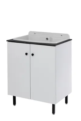 Imagen del producto de SIGO, juego de muebles para lavavajillas con fregadero, color blanco, 2 puertas, 80x50x85 cm. Fregadero completo