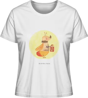 Produktbild von Mr. & Mrs. Panda Oberteil Damen Glühwürmchen Größe L - Weiß - Geschenk, Liebe, Lustige Sprüche, Basic Shirt, T-Shirt für Frauen, Jahrestag, Liebesspruch, Heiratsantrag