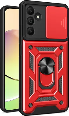Produktbild von Hülle für Samsung Galaxy A15 mit Ring Ständer Halter Dia Kameraschutz TPU PC Hybrid Handyhülle Rot