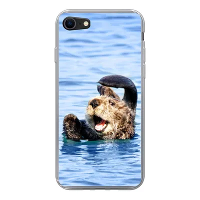 Produktbild von MuchoWow® Handyhülle Schutzhülle Hülle für iPhone SE 2020 Seeotter - Lustig - Wasser - Kinder - Jungen - Mädchen - Kind Silikon Softcase Handy Hülle - Kartenbesitzer