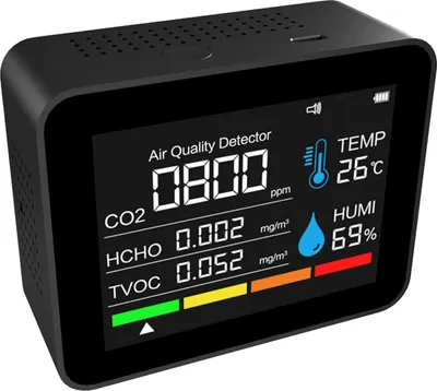 Zdjęcie produktu dla 8 w 1 Monitor jakości powietrza Zestaw do badania pleśni w domu CO2 HCHO TVOC PM2.5 PM10 Detektor wilgotności z kolorowym ekranem danych w czasie rzeczywistym