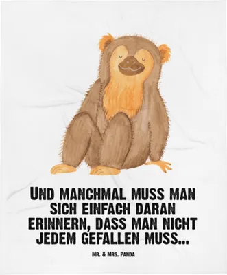 Produktbild von Mr. & Mrs. Panda Schlummerdecke Affe - Weiß - Geschenk, Motivation, Liebe, Afrika, Fleecedecke, Erstlingsdecke, Babydecke, Selfcare, Plaid, Kinderdecke, Affen