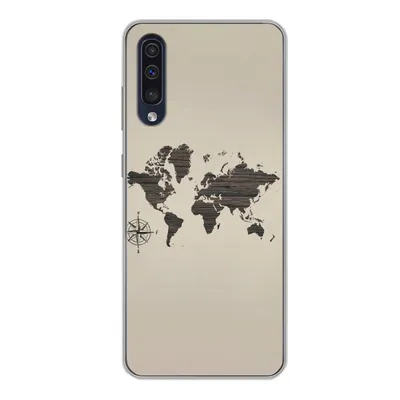 Produktbild von MuchoWow® Handyhülle Schutzhülle Hülle für Samsung Galaxy A50 Weltkarte - Holz - Braun Silikon Softcase Handy Hülle - Mobiltelefonhülle