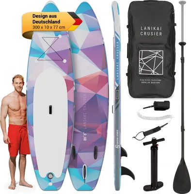 Produktbild von Lanikai Cruiser 9.8 aufblasbares Paddelboard SUP-Board-Set 305x77x10, Farbe:Blau / rot