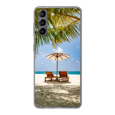 Produktbild von MuchoWow® Handyhülle Schutzhülle Hülle für Samsung Galaxy S21 Strand - Strandkorb - Sonnenschirm Silikon Softcase Handy Hülle - Softcase