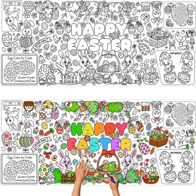 Zdjęcie produktu dla Święconna obrus do kolorowania, 183x76 cm, papierowa, dla dzieci do malowania