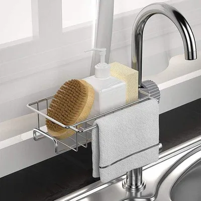 Produktbild von Famanu Spüle Organizer mit Halter für Schwämme - Edelstahl, ohne Bohren