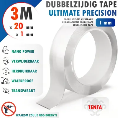 Productafbeelding van Dubbelzijdig Tape 3m x 20mm x 1mm - TENTA Ultimate Precision