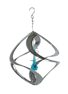 Produktbild von Deko Windspiel Hurrikan mit Tropfen Edelstahl Rostfrei Windrad Wind Dancer 30 cm