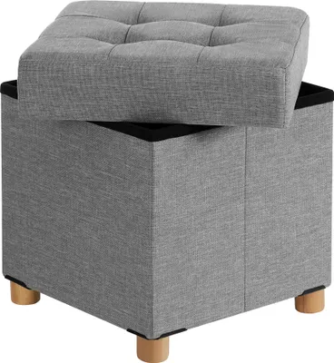 Produktbild von SONGMICS Sitzhocker, 37L, klappbare Sitztruhe, Aufbewahrungsbox, Hellgrau