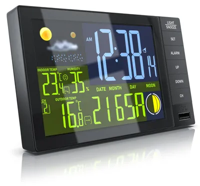 Produktbild von BEARWARE Funkwetterstation mit Außensensor, Wetterstation, Innen und Außen, DCF Signal Funkuhr, Farbdisplay, Thermometer, Hygrometer